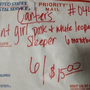 Infant girl leopard sleeper.         6/$15